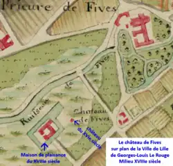 Château de Fives sur plan du XVIIIe&nbsp;siècle