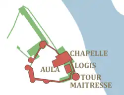 Plan supposé du château sous Philippe-Auguste.