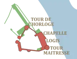 Plan supposé du château au XVe&nbsp;siècle.