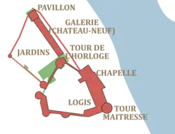 Plan supposé du château à la Renaissance.