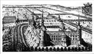 Le château de Trazegnies au milieu du XVIIe&nbsp;siècle.