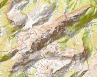 Carte topographique de la chaîne.