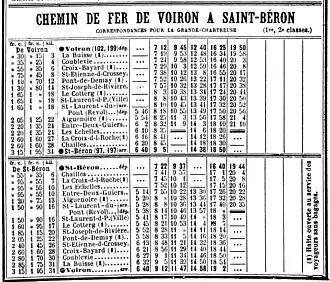 Horaires de la ligne en mai 1914