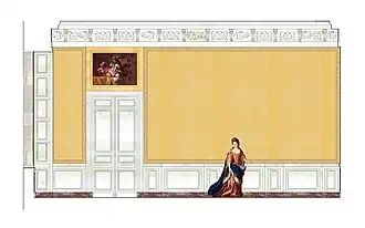 Restitution de la paroi ouest de la chambre des jeux à Meudon, vers 1700.