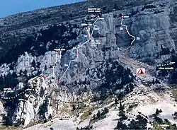 Itinéraire en dents de scie dans des falaises.