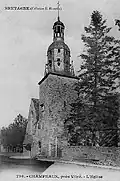 L'église de Champeaux vers 1920 (carte postale, collection Émile Hamonic)