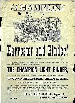 Moissonneuse-lieuse tirée par des chevaux, 1882.