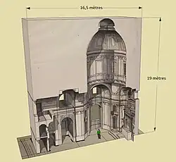 Schéma de l'intérieur de la chapelle du château de Fresnes-sur-Marne, moitié du XVIIe&nbsp;siècle.
