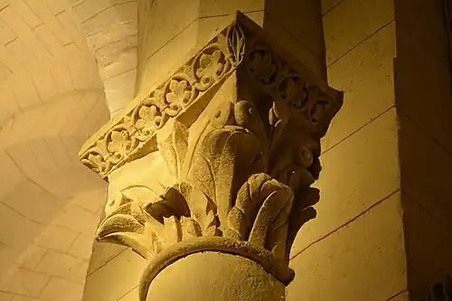 Chapiteaux bas-côté nord de l'abbatiale de Saint-Sever.