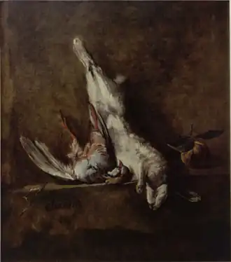 Jean Siméon Chardin, Nature morte au lapin et à la perdrix, 1727-1728.