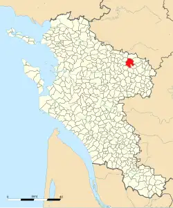 Carte de la commune d'Aulnay au sein de la Charente-Maritime