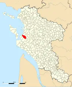 Carte de la commune de Hiers-Brouage au sein de la Charente-Maritime