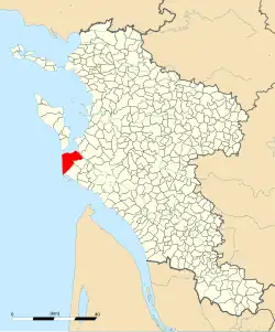 Carte de la commune de La Tremblade au sein de la Charente-Maritime