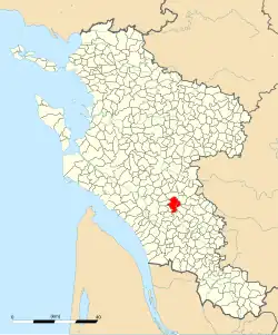 Carte de la commune de Pons au sein de la Charente-Maritime