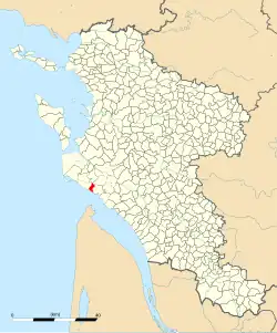 Carte de la commune de Vaux-sur-Mer au sein de la Charente-Maritime