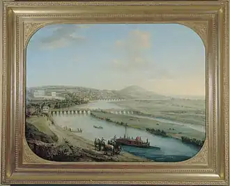 Charles-Léopold Grevenbroeck, L'Île Seguin, le pont de Sèvres et Saint-Cloud (1738).