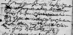 Acte de baptême Charles Aubert. 12 février 1632. Paroisse Saint-Rémy de la ville d'Amiens.