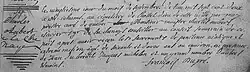 Acte de sépulture de Charles Aubert Seigneur de la Chenays. 20 septembre 1702. Paroisse Notre-Dame-de Québec de la ville de Québec.