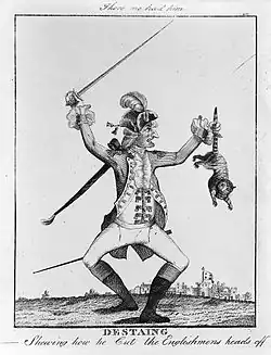 « Je l'ai eu ! » Caricature anglaise ou américaine de Charles-Henri d'Estaing « montrant comment il tranche la tête des Anglais ».