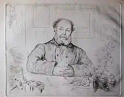 Portrait de Charles Le Goffic, eau-forte par Malo-Renault (1870-1938).