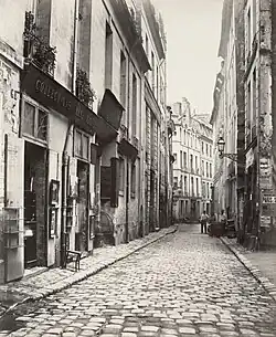 La rue du Jardinet sur la Rive gauche, démolie par Haussmann pour ouvrir le boulevard Saint-Germain.