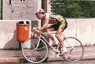 Charly Mottet sur ses pédales TIME lors du dauphiné 1988