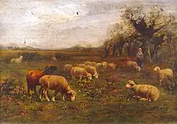 Moutons et bergère, œuvre non sourcée.[réf.&nbsp;nécessaire]