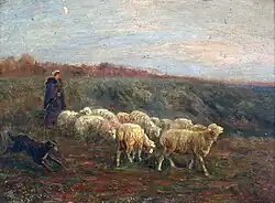 La Bergère et son troupeau de moutons, œuvre non sourcée.[réf.&nbsp;nécessaire]