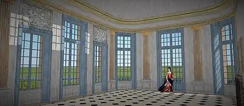 Restitution de l'intérieur du Salon du Trianon du château de Saint-Cloud, vers 1680.
