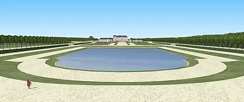 Vue depuis la terrasse, jardins du château de Pomponne, vers 1720