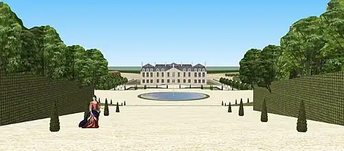et du jardin de Louvois depuis l'allée haute centrale.