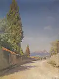 Chemin des Ameniers, avec cyprès, fond du Baou des quatre heures (Actuelle avenue François Nardi), huile sur toile, 73 × 54 cm, localisation inconnue.