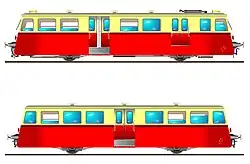 Profil de l'autorail Z-101 et de sa remorque R-1.