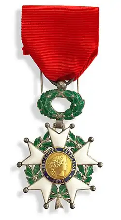 Médaille de chevalier de la Légion d'Honneur.