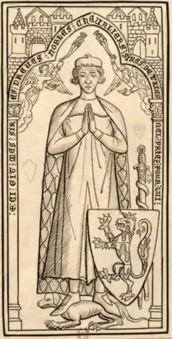 Un chevalier, blason de Trainel.