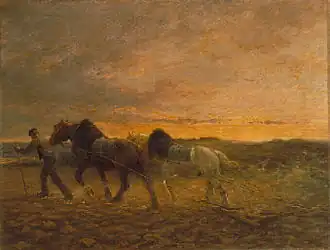 Émile Jacque, Chevaux à la herse.