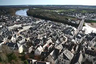 Chinon, la Vienne et l'île de Tours vues du château.