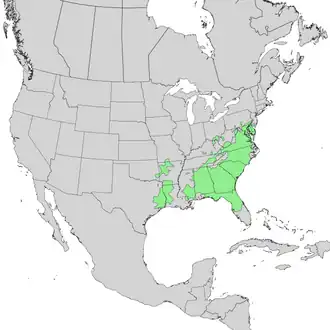 Description de l'image Chionanthus virginicus range map 1.png.