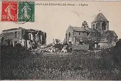 Les ruines de l'église en 1919.