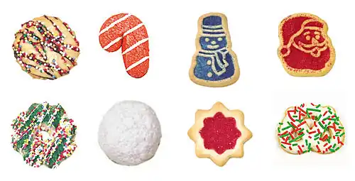 Exemples de biscuits de Noël de type nord-américain.