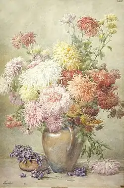 François Rivoire, Chrysanthèmes, 1902, aquarelle et gouache sur papier, Musée des Beaux-Arts de Reims.