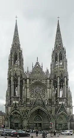 Façade actuelle de l'église abbatiale bâtie au XIXe&nbsp;siècle.