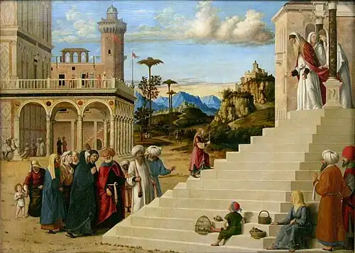 La Présentation de la Vierge au Temple, vers 1500, Cima da Conegliano, Gemäldegalerie Alte Meister.
