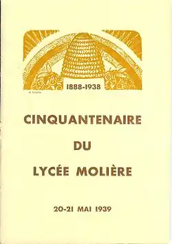 Photographie de la première page du bulletin commémoratif distribué en 1939 pour le cinquantenaire du lycée.