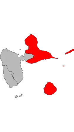 Carte de la deuxième circonscription de la Guadeloupe de 1986 à 2012