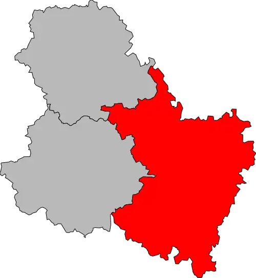 Carte de la deuxième circonscription de l'Yonne de 1988 à 2012