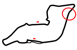 Carte du tracé du circuit d'Imola montrant la Villeneuve curva, lieu de l'accident de Ratzenberger