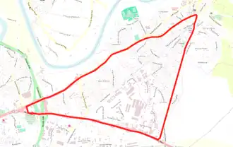 Plan du tracé du circuit d'Albi des Planques tel qu'il était en 1934.