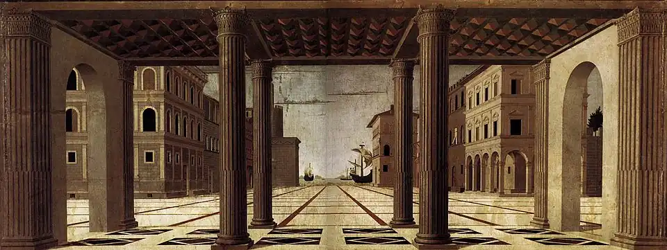 Veduta, Francesco di Giorgio Martini, Gemäldegalerie de Berlin.