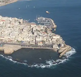 La forteresse d'Acre vue du ciel.